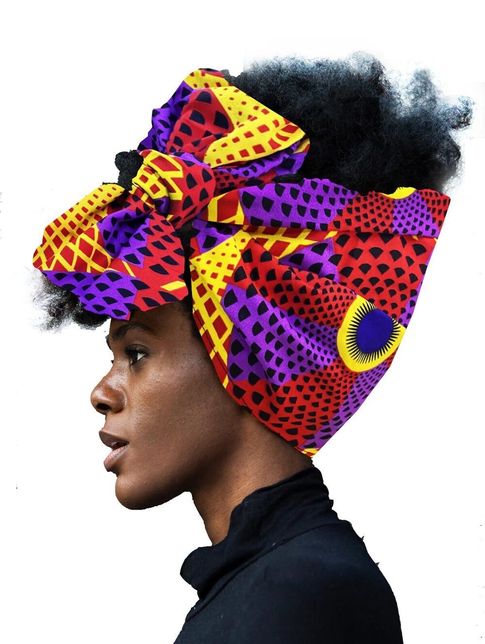 1559 African Head Wrap Extra Long 72”x22”Wax Print Head Scarf Tie Color F